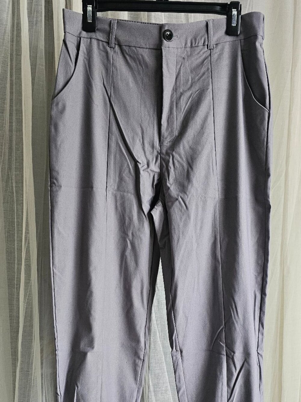 Women's Tailored Trousers Side Ankle Buttons Pants Grey Size L NEW
